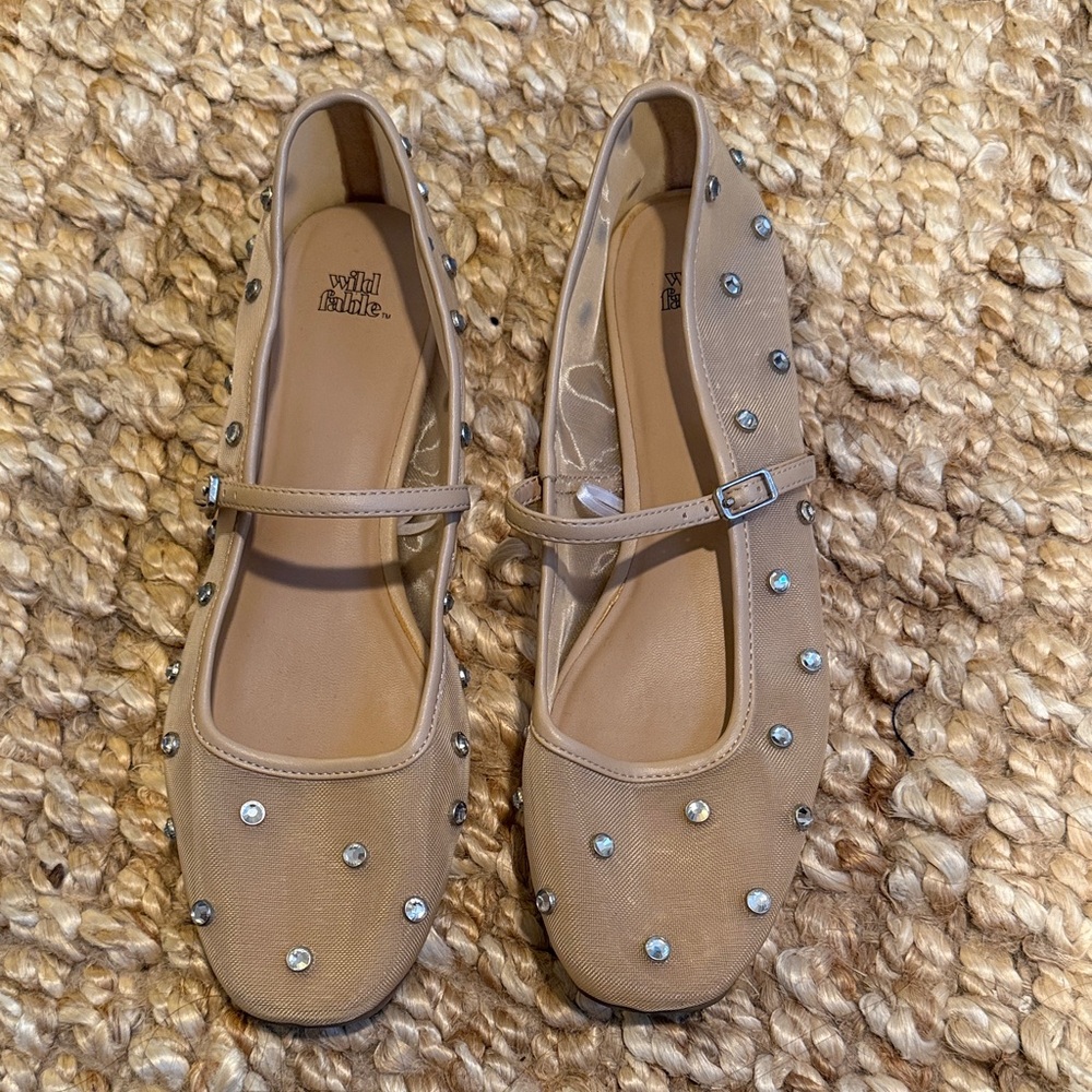 Crystal mesh flats w strap